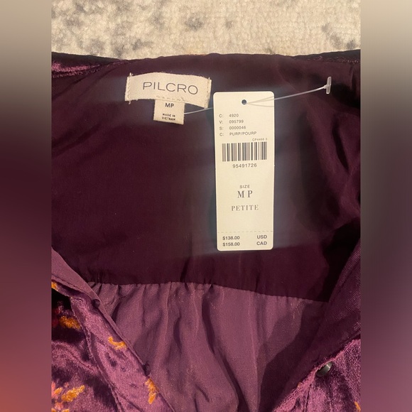 NWT Anthropologie by Pilcro Velevt Keira Collared Button-Front Blouse - Picture 9 of 10